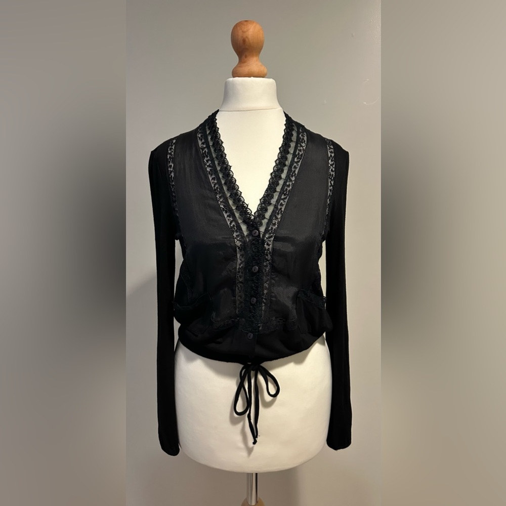 See by Chloe mixed media silk lace cardigan size xs